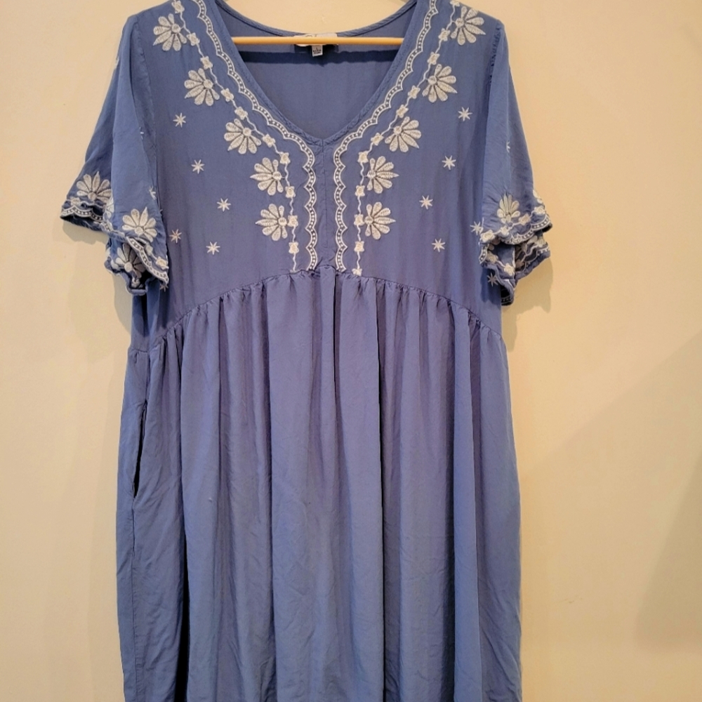 Pink Blush Blue Maternity Dress Large